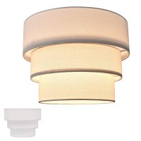 Huoku Lamp Shades For Floor Lamps, 13X9X9.8 Inch Drum Lampshade For Table Lamp Fabric Chandelier Replacement With Natural Linen Handcrafted(White)