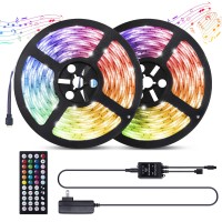 Merkury Innovations Rgb Led Sound Sync Adhesive Strip Lights With Remote Controls, Music Activated Led Lights, 12V Power Supply Tv Backlight Kit W Remote, Lights For Tik Tok (32.8 Ft)