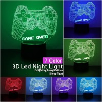 Bparty 3D Video Game Controller Lamp Night Light 3D Illusion Game On Lamp For Kids, 7 Colors Changing With Remote, Kids Bedroom Decor Perfect Christmas Birthday Gifts For Boys Girls