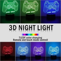 Bparty 3D Video Game Controller Lamp Night Light 3D Illusion Game On Lamp For Kids, 7 Colors Changing With Remote, Kids Bedroom Decor Perfect Christmas Birthday Gifts For Boys Girls