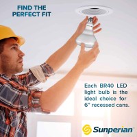 Sunperian 12 Pack Br40 Led Light Bulbs, 13W=85W, 4000K Cool White, 1400 Lumens, Dimmable Flood Light Bulbs For Recessed Cans, Enclosed Fixture Rated, Damp Rated, Ul Listed, E26 Standard Base