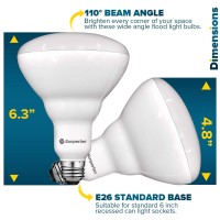 Sunperian 6 Pack Br40 Led Light Bulbs, 13W=85W, 5000K Daylight, 1400 Lumens, Dimmable Flood Light Bulbs For Recessed Cans, Enclosed Fixture Rated, Damp Rated, Ul Listed, E26 Standard Base