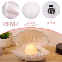 Pearl In Shell Night Light Ceramics Desktop Ornament Home Decor Lamp Light For Bedroom Bedside Decorative Lamp