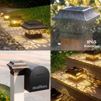 Denicmic Solar Post Lights 2 Pack Solar Post Cap Lights Outdoor Waterproof Metal 25 Lumen Warm White Led Lighting For 35X35 4X