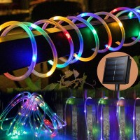 Solar String Lights Outdoor Waterproof Rope Lights 33Ft 100 Leds Copper Wire Tube Lighting Holiday Christmas Yard Patio Road Pathway Decoration Fairy Lights (Y-H-Ty-Rgb)