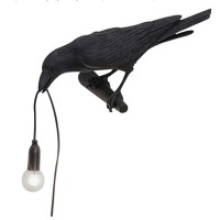 Nordiem Crow Table Lamps Bird Desk Lamp Bedroom Wall Sconce Lamp Light Resin Decoration E12 110V Led Bulb (Right Black Wall Lamp)