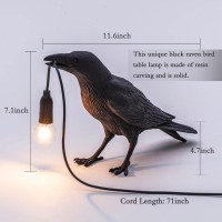 Nordiem Crow Table Lamps Bird Desk Lamp Bedroom Wall Sconce Lamp Light Resin Decoration E12 110V Led Bulb Black Sitting Table L