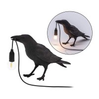 Nordiem Crow Table Lamps Bird Desk Lamp Bedroom Wall Sconce Lamp Light Resin Decoration E12 110V Led Bulb Black Sitting Table L