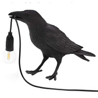 Nordiem Crow Table Lamps Bird Desk Lamp Bedroom Wall Sconce Lamp Light Resin Decoration E12 110V Led Bulb Black Sitting Table L