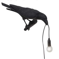 Nordiem Crow Wall Lamp, Unique Gothic Raven Birds Wall Sconce Light For Bedside Bedroom Living Room Farmhouse Decor (Left Black Wall Lamp)