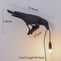 Nordiem Crow Wall Lamp, Unique Gothic Raven Birds Wall Sconce Light For Bedside Bedroom Living Room Farmhouse Decor (Left Black Wall Lamp)