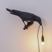 Nordiem Crow Wall Lamp, Unique Gothic Raven Birds Wall Sconce Light For Bedside Bedroom Living Room Farmhouse Decor (Left Black Wall Lamp)