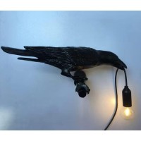 Nordiem Crow Wall Lamp, Unique Gothic Raven Birds Wall Sconce Light For Bedside Bedroom Living Room Farmhouse Decor (Left Black Wall Lamp)