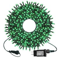 Kemooie 300 Led Green String Lights, 99 Ft 8 Twinkle Modes Connectable Plug In Green Wire Fairy Lights, Waterproof Christmas Lights For Party Irish St Patrick'S Day Decorations (Green)