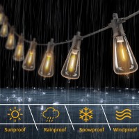 Zotoyi Outdoor Led String Lights, 100Ft St38 Waterproof Ip65 Patio String Lights With 50+2 Dimmable Led Filaments Shatterproof Plastic Bulbs, Vintage Backyard Lights For Bistro Gazebos Party Wedding