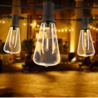 Zotoyi 50Ft String Lights Outdoor Led With 25+2 Shatterproof St38 Vintage Bulbs, Dimmable 1W 2700K Led Filaments, Etl Listed Waterproof Patio Lights For Bistro Backyard Garden Pool Porch