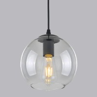 Puupa Hanging Ceiling Chandelier, Mid Century Farmhouse Industrial Pendent Light Fixture With Clear Globe Glass Shade (1 Light)