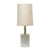 Lalia Home Antique Brass Concrete Table Lamp With Linen Shade