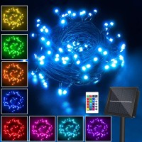 Xewea Solar String Lights Outdoor, 40Ft 16 Colors 100 Led Christmas Lights With 20 Modes Remote, Waterproof Solar Powered Bullet Lights For Garden Fence Paito Yard Home Christmas Decorations