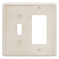 Questech Dacor Single Togglesingle Rocker Gfci Combo Light Switch Cover, 2-Gang Electrical Wall Plate, Double Switch Standard Size Gfci Receptacle Cover, Decorative Tumbled Texture, Sand