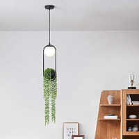 Litfad Black Metal Hanging Lamp Ball 1 Light Led Suspension Pendant Creative Imitation Plants Ceiling Hanging Light For Restaurant Bedroom Hotel Dinning Room