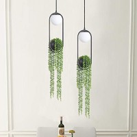 Litfad Black Metal Hanging Lamp Ball 1 Light Led Suspension Pendant Creative Imitation Plants Ceiling Hanging Light For Restaurant Bedroom Hotel Dinning Room