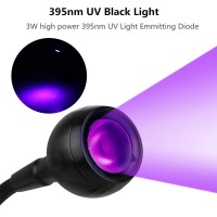 3W 395Nm Led Black Light, Flexible Gooseneck Lamp, Uv Blacklight For Satin Detection, Black Light Lamp For Blacklight Poster, Blacklight Party, Ultraviolet Curing Lamp For Fluorescent Paint