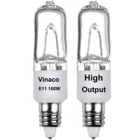 Vinaco E11 Light Bulb, 2 Pack E11 Halogen Bulb 100W Long Lasting Lifespan, T4 E11 Dimmable, High Output 1700Lm Jde11 120V 100W With E11 Mini Candelabra Base, 2800K Warm White E11 Bulb