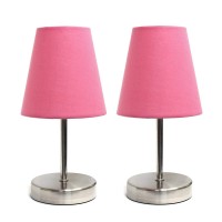 Charming inexpensive and practical mini table lamp set to meet your basic fashion lighting needs These mini lamps feature a sand nickel metal base and fabric shades Perfect for living room bedroom office kids room or college dorm