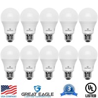 Great Eagle Lighting Corporation A19 Led Light Bulb, 9W (60W Equivalent), Ul Listed, 4000K (Cool White), 750 Lumens, Non-Dimmable, Standard Replacement (10 Pack)