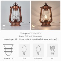 Rustic Lantern Table Lamp, Siljoy Antique Industry Old Fashioned Oil Lamp Farmhouse Vintage Nightlight Bedside Desk Lamps For Bedroom Hallway Study Room, Dia 7