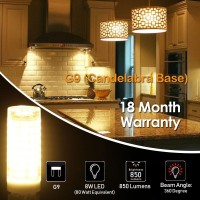 G9 Led Bulb, 8W G9 Led Bulb Dimmable, Bi Pin Base(Led Bulb G9 Base), Warm White 3000K, 100W Equivalent Crystal Chandelier, G9 Led Light Fixture Used For Wall Sconce Cabinet Light. 4 Pack