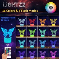 Butterfly Night Light, Butterfly Gifts For Kids Girls, Animal Led 3D Lamp Illusion With Remote Control 16 Colors Changing + Timer + Dim Function