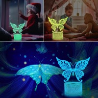 Butterfly Night Light, Butterfly Gifts For Kids Girls, Animal Led 3D Lamp Illusion With Remote Control 16 Colors Changing + Timer + Dim Function