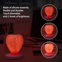 Lvoertuig Strawberry Night Light Cute Silicone Strawberry Lamp Led Cute Night Light Bedside Color Changing Lamp 3 Modes Touc