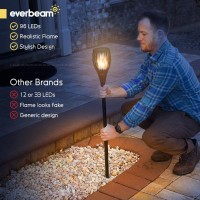 Everbeam P1 Solar Torch Light With Flickering Flame - Our Waterproof Outdoor Solar Tiki Torches Come Equipped With 96 Led Bulbs That Create A Stunning Realistic Fire Effect - 4 Pack