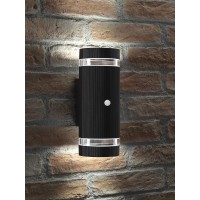 Auraglow Pir Motion Sensor Double Up And Down Outdoor Wall Security Light - Black - Cool White