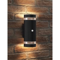 Auraglow Pir Motion Sensor Double Up And Down Outdoor Wall Security Light Black - Warm White