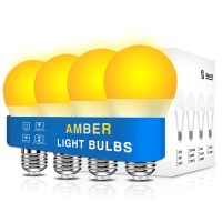 Neporal Amber Light Bulbs 4Pk, 9W 60 Watt Equivalent, Blue Blocking Light Bulbs 1800K, Soft Warm Sleep Light Bulbs A19, Amber Night Light Bulb E26 For Bedroom And Baby Nursery Light