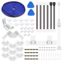 Lightingwill 4-Pin Rgb Led Light Strip Connector Kit 10Mm Solderless Adapter Connectors For 5050 Multicolor Led Strip Light