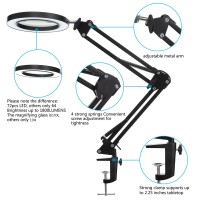 Kirkas Led Magnifying Lamp With Clamp 10X Real Glass Lens 3 Color Modes And Stepless Dimmable Magnifier Desk Lamp Adjustable S