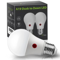 Lohas Dusk To Dawn Light Bulbs Outdoor, Light Sensor Bulb 60W Equivalent, A19 Led Bulb Daylight 5000K, 9W Photocell Sensor Led, 900Lm Auto On/Off Porch Light, E26 Base For Garage, 2Pack