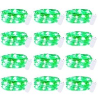 Brightown 12 Pack St Patricks Day Led Fairy Lights Battery Operated String Lights Waterproof Silver Wire 7 Ft 20 Led Firefly S