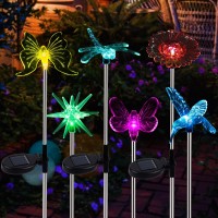 Maggift 6 Pack Solar Garden Lights Outdoor Decorative Solar Powered Garden Stakes Color Changing Led Landscape Lighting Flowe