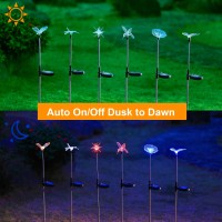 Maggift 6 Pack Solar Garden Lights Outdoor Decorative Solar Powered Garden Stakes Color Changing Led Landscape Lighting Flowe