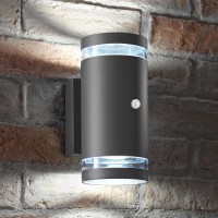 Auraglow Pir Motion Sensor Double Up And Down Outdoor Wall Security Light - Anthracite Grey - Cool White