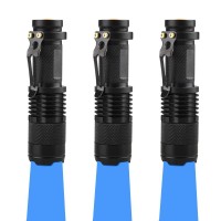 Wayllshine (Pack Of 3 Single Mode Blue Light Flashlight, 1 Mode Blue Led Flashlight Blue Flashlight Torch, Blue Led Blue Light For Night Fishing, Hunting, Observation