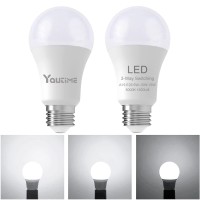 Youtime 3 Way Light Bulbs 30 70 100 Watt Equivalent Daylight 5000K A19,6/10/15W Energy Saving Three Way Light Bulbs,500/1200/1600 High Lumen,E26 Medium Base, 2 Pack