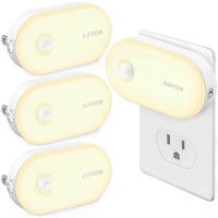 Auvon Night Light Plug In With Motion Sensor (120 Lumens), Dimmable Smart Led Night Lights, 1-120Lm Brightness, For Bathroom, Hallway, Garage, Toilet (4 Pack)