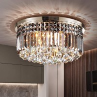 Tzoe Crystal Chandelier, Modern Chandeliers,Flush Mount Chandelier,Ceiling Light Fixture,For Kitchen Foyer Dining Room Bathroom Bedroom Living Room,9 E12 Led Bulbs Required Height 11 X Width 20